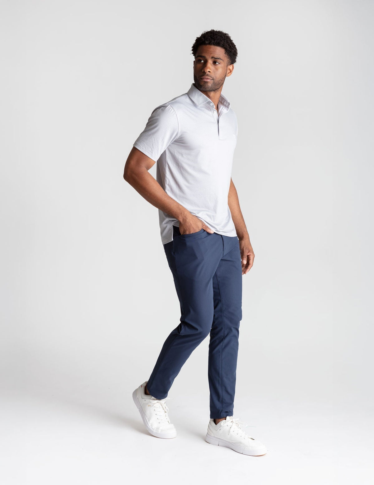 NoFlop Golf Polo - Gray Bowtie (The Clubhouse Fixture)